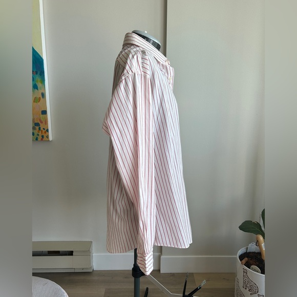 Yves Saint Laurent Red White Striped Button Down Shirt - Picture 3 of 7